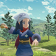 A Pokemon Legends Arceus trainer prepares to throw a Pokeball.